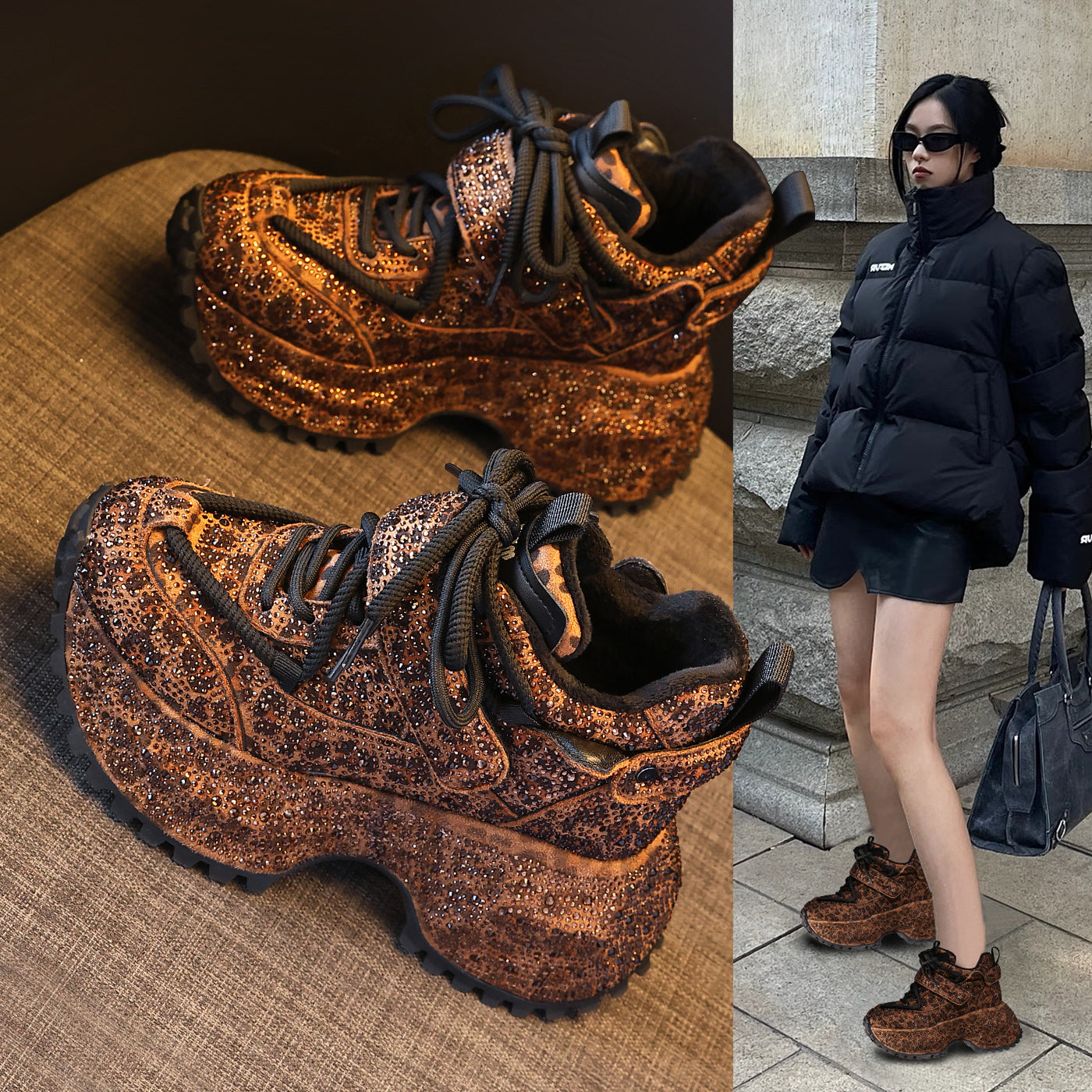Women's Platform Height Increasing Insole Fashion Dad Sports Casual Shoes