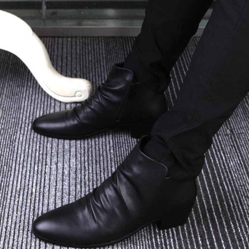 Men's Pointed Ankle Korean Style British Tide Height Increasing Insole Business Men's Martin Boots