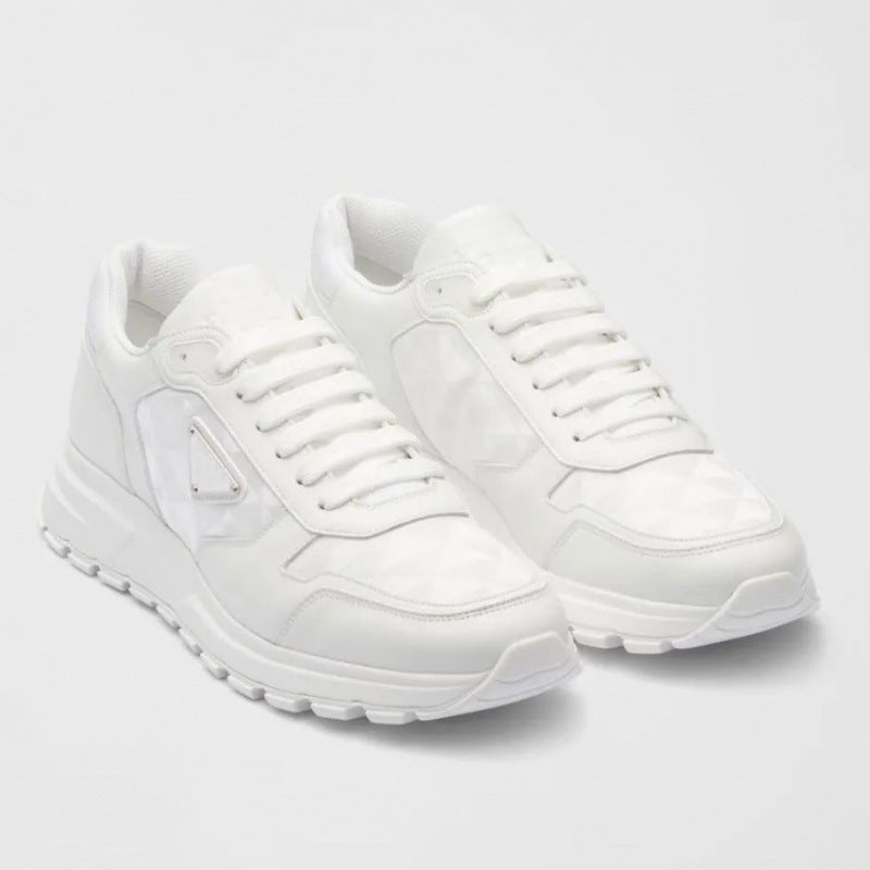 Logo Badge Platform Heightened Daddy Round Toe Lace Women's Sports Shoes