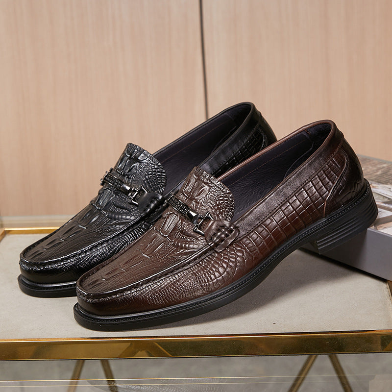 Men's Spring Genuine Low Comfortable Slip-on Crocodile Men's Casual Shoes