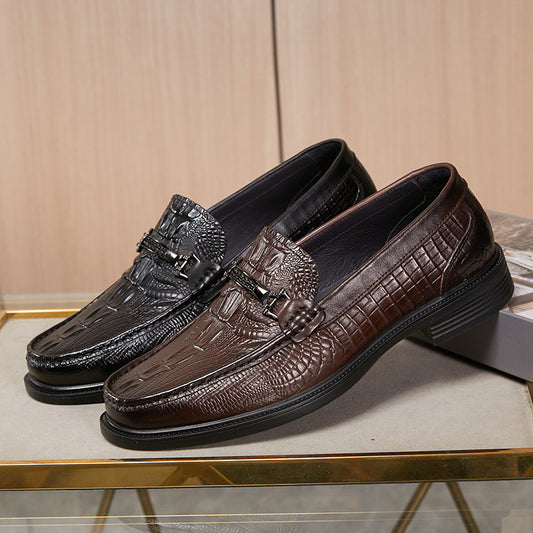 Men's Spring Genuine Low Comfortable Slip-on Crocodile Men's Casual Shoes