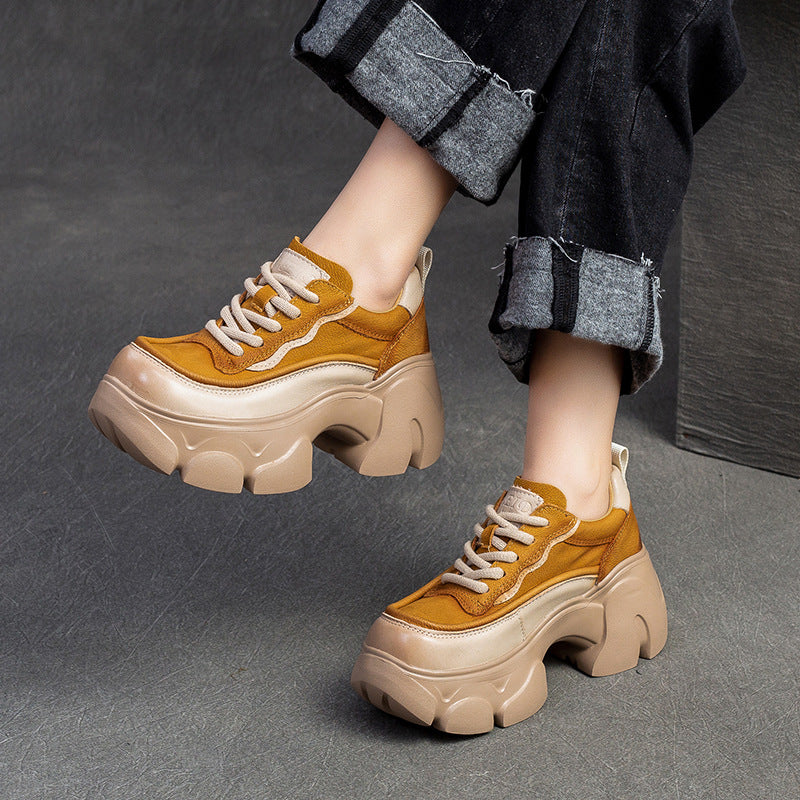 Women's Shu Front Platform Small Elevator Wild Women's Casual Shoes