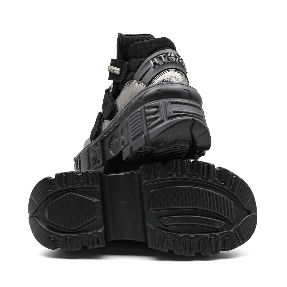 Women's & Men's Platform Punk Muffin Tank Bottom Height Women's Leather Boots