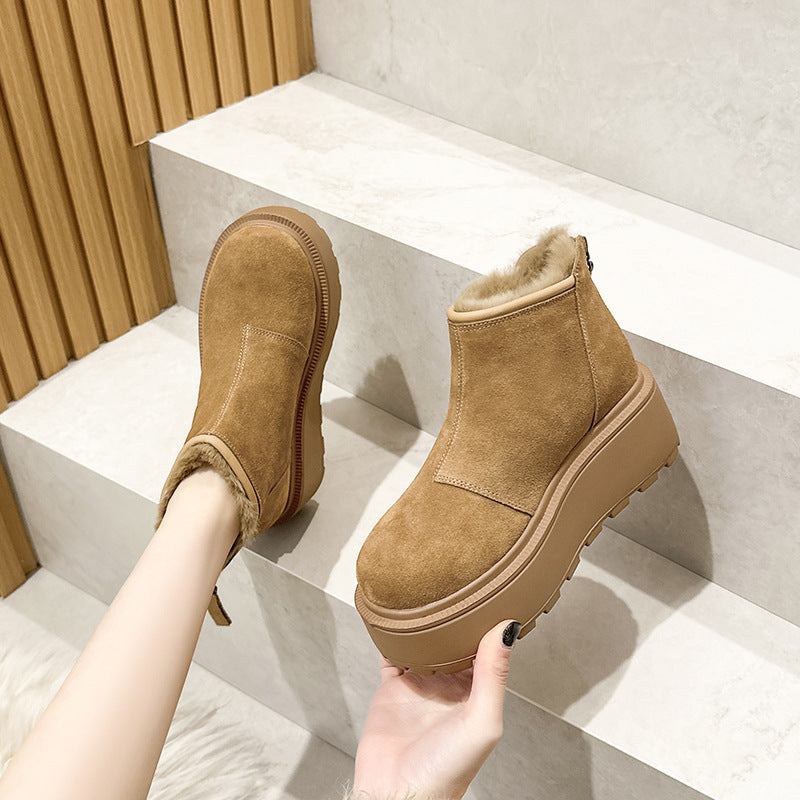 Genuine Platform Peas Fleece-lined Big Toe Women's Sports Shoes