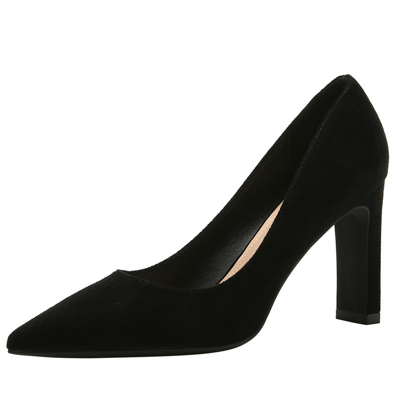 Women's Black French Hipster Style High Chunky Women's Fashion Shoes