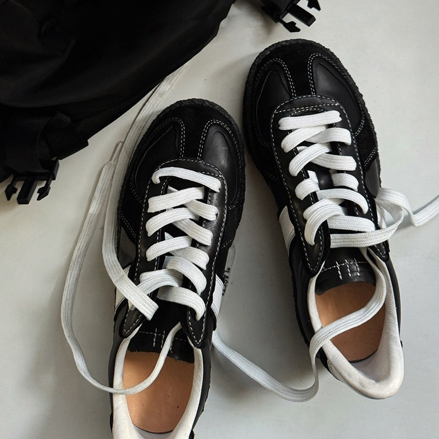 Women's Version Niche Black Retro German Training Platform Casual Shoes