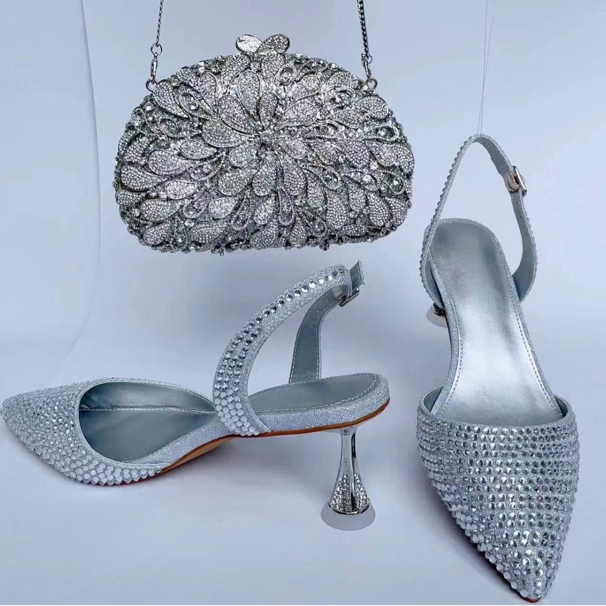 Luxury Fashion Diamond Pointed Wedding Crystal High Heeled Sandals