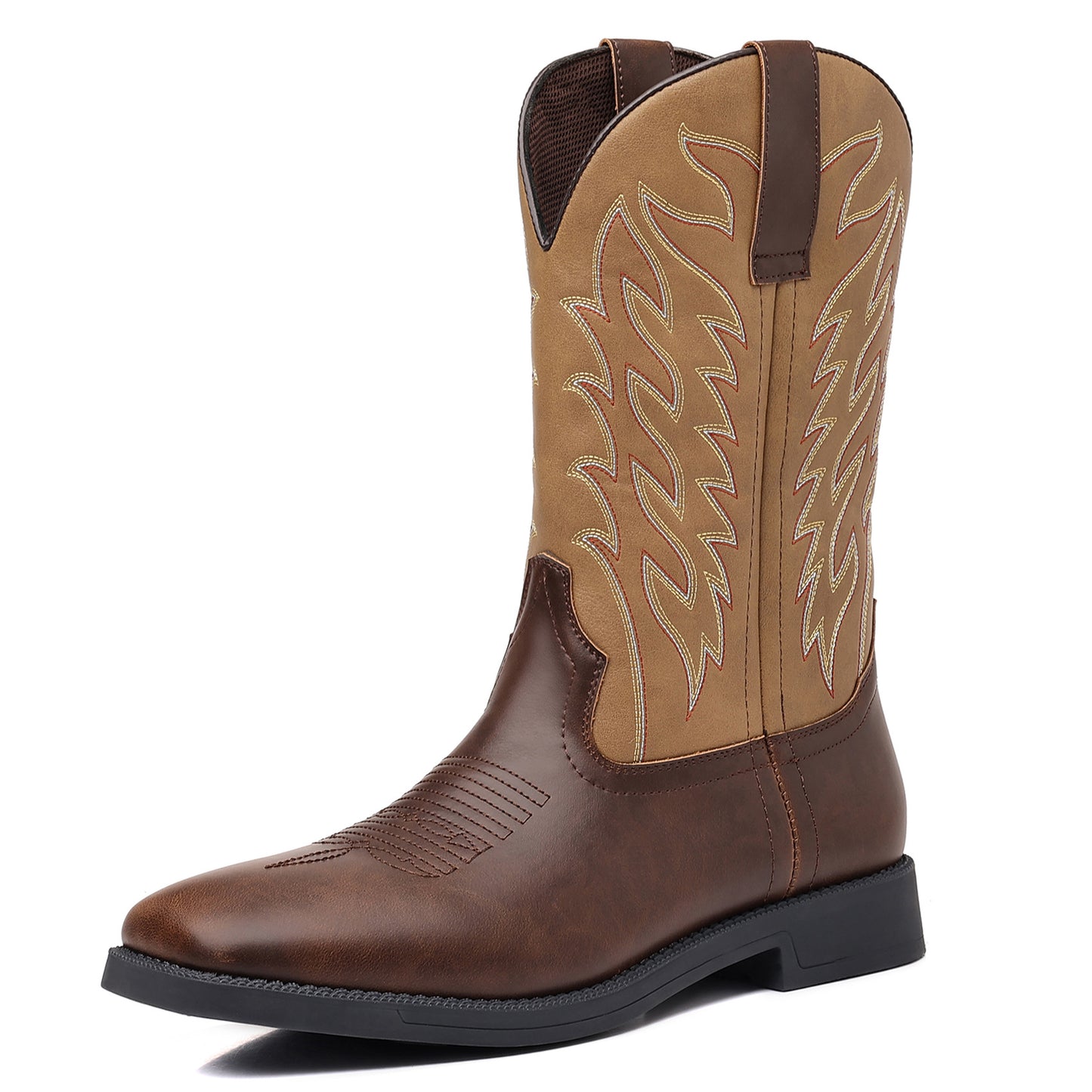 High Embroidered Retro Wide Head Western Cowboy Bags Packaging Men's Leather Boots