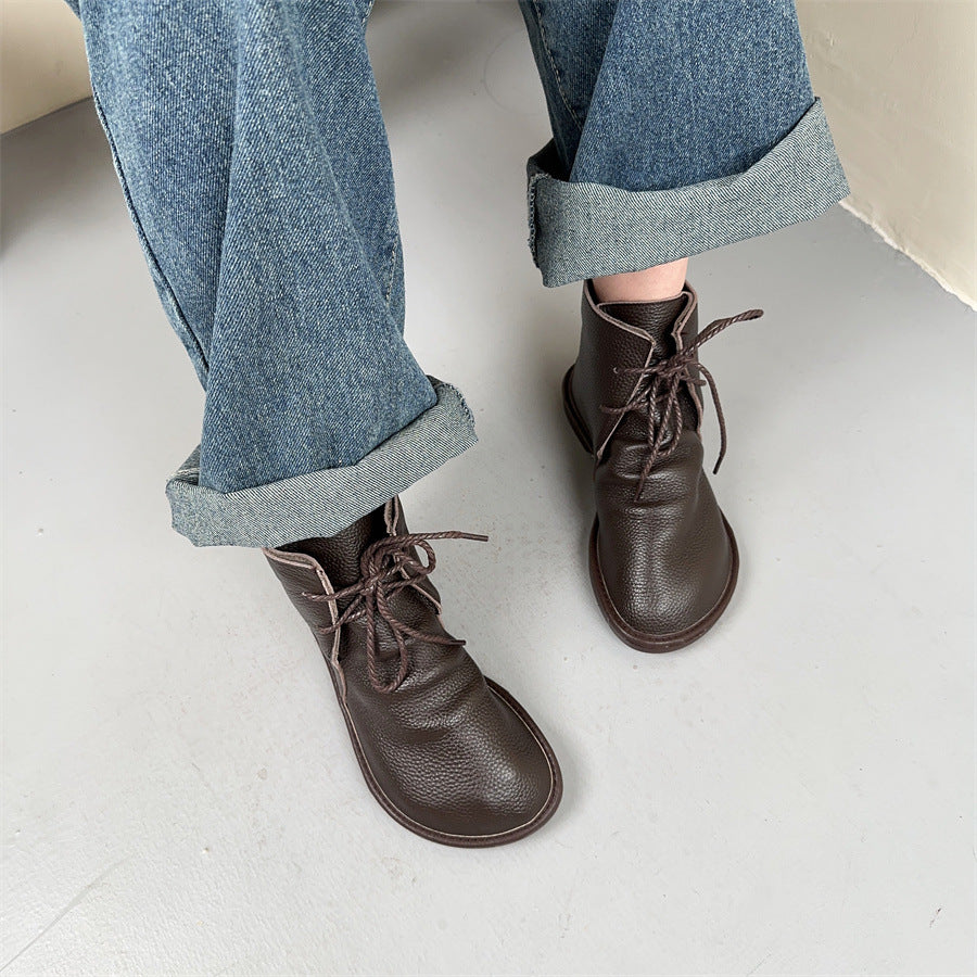 Women's Thick-soled Veet Small Size Martin For Women's Leather Boots