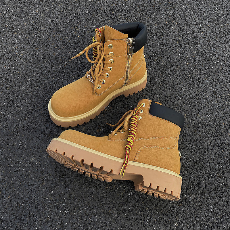 Men's Worker Platform Height Increasing Retro Easy Boots