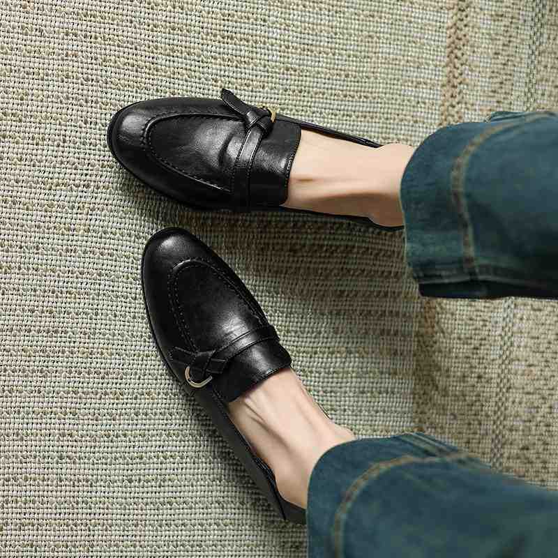 Women's Chunky French Round Toe Vintage Pumps Heels