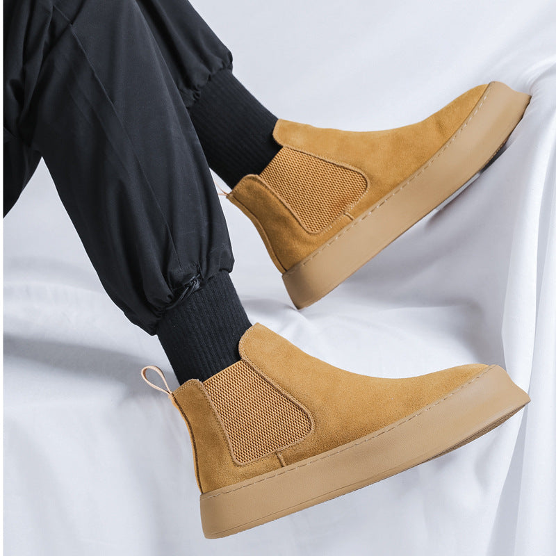 Men's British Style Chelsea Breathable Platform Elevator Ankle Boots