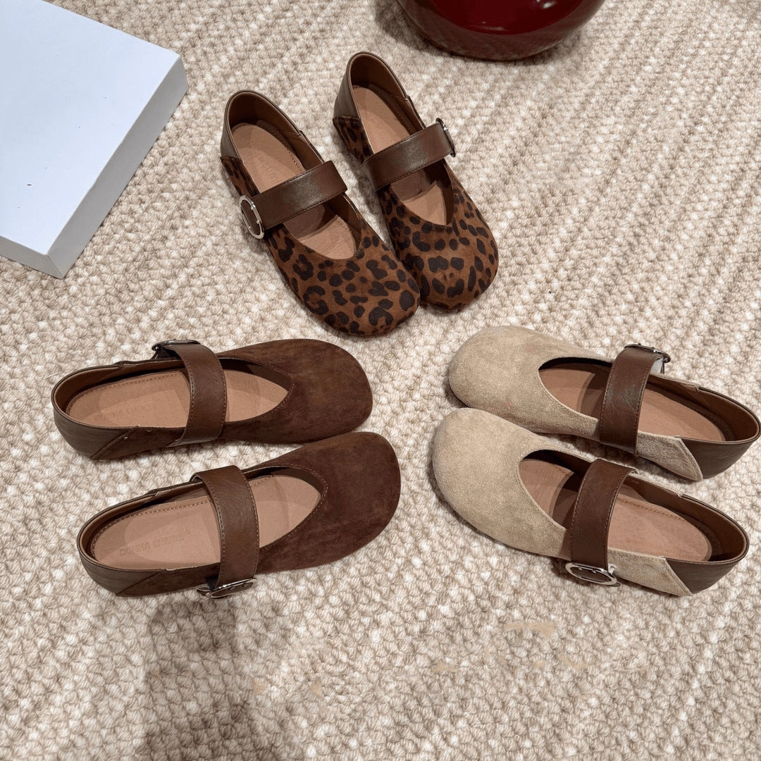 Women's French Style Mary Jane Spring Retro Flat Bottom Two-word Wear Women's Fashion Shoes