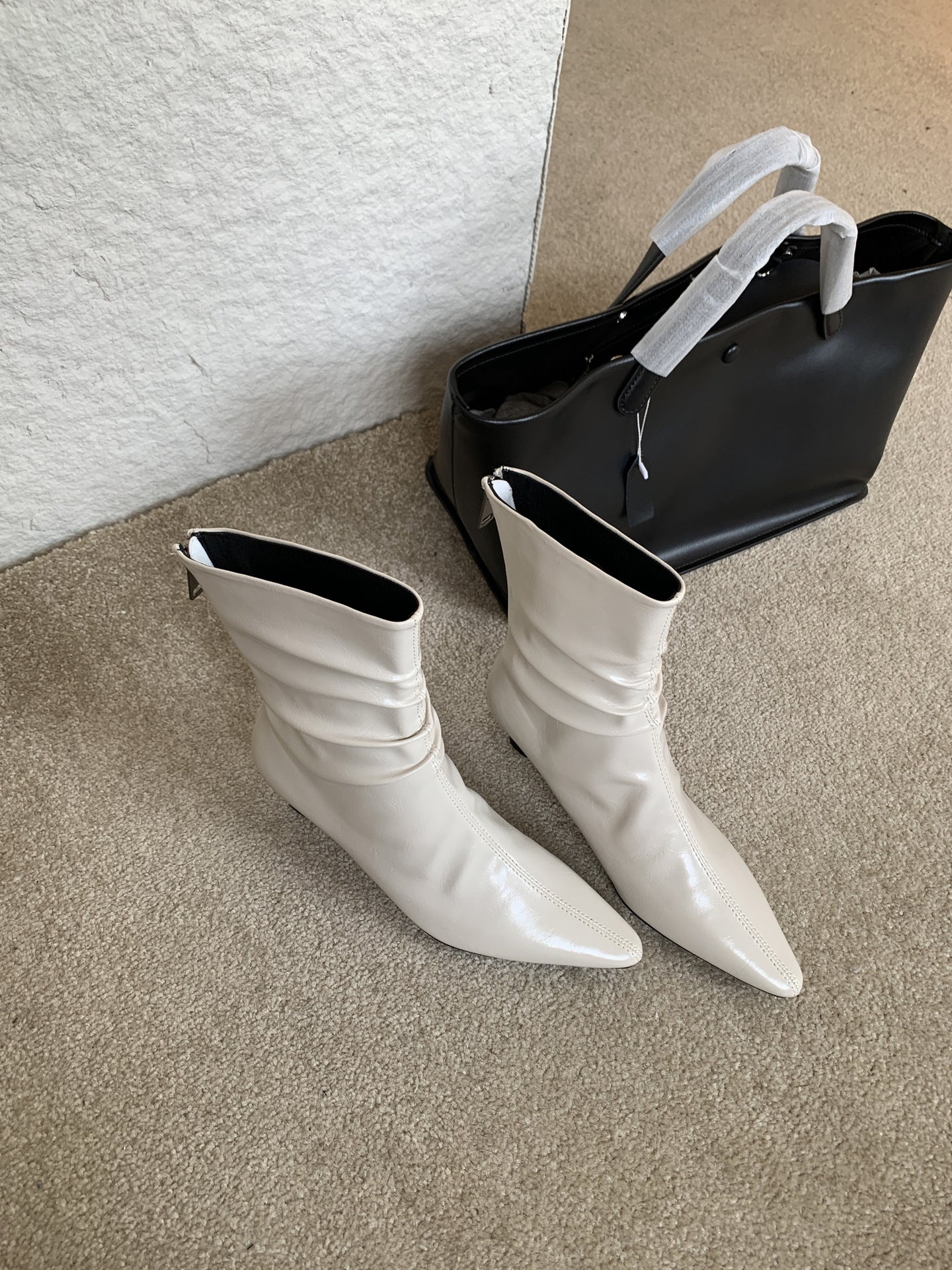 Women's Stiletto Short Pleated Pile Style Low Women's Shoes