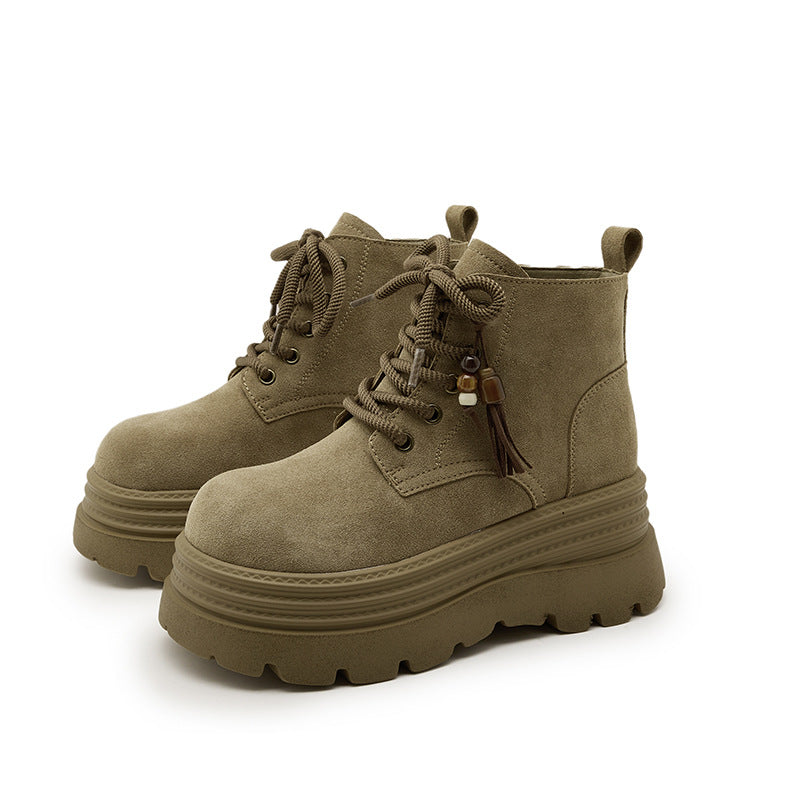 Women's Platform Martin Autumn Big Head Passing Retro Ankle Women's Leather Boots