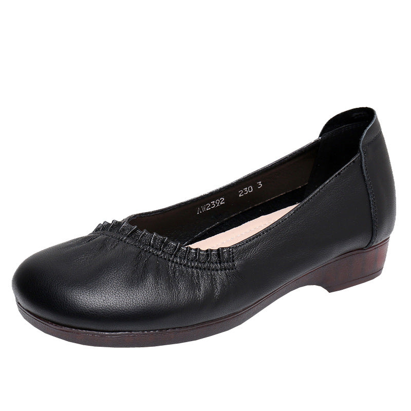 Women's Round Toe Shallow Mouth Solid Color Loafers