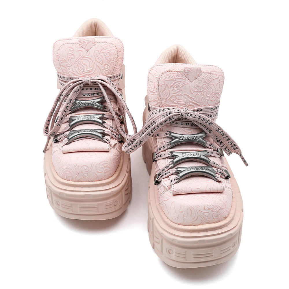 Women's Thick-soled Metal Platform Height Increasing Street Shooting Punk Boots