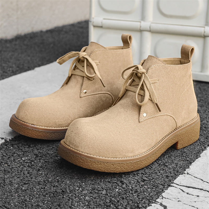Men's Head Increased Suede Derby Low Top Retro Worker Boots