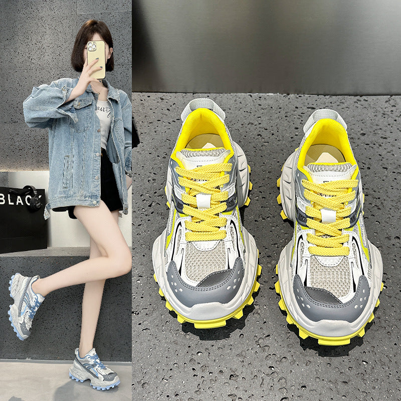 Women's Spring European Goods Mesh Breathable Platform Round Toe Casual Shoes