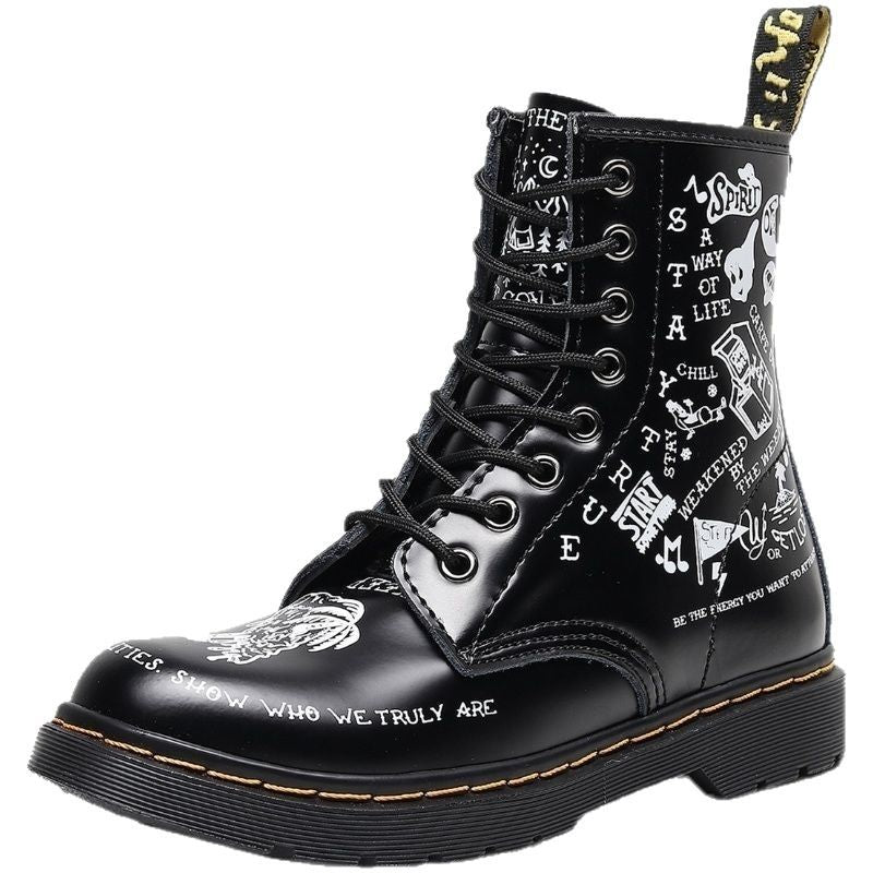 Women's & Men's Personalized Hard Skull Ankle Iti Round Toe Boots