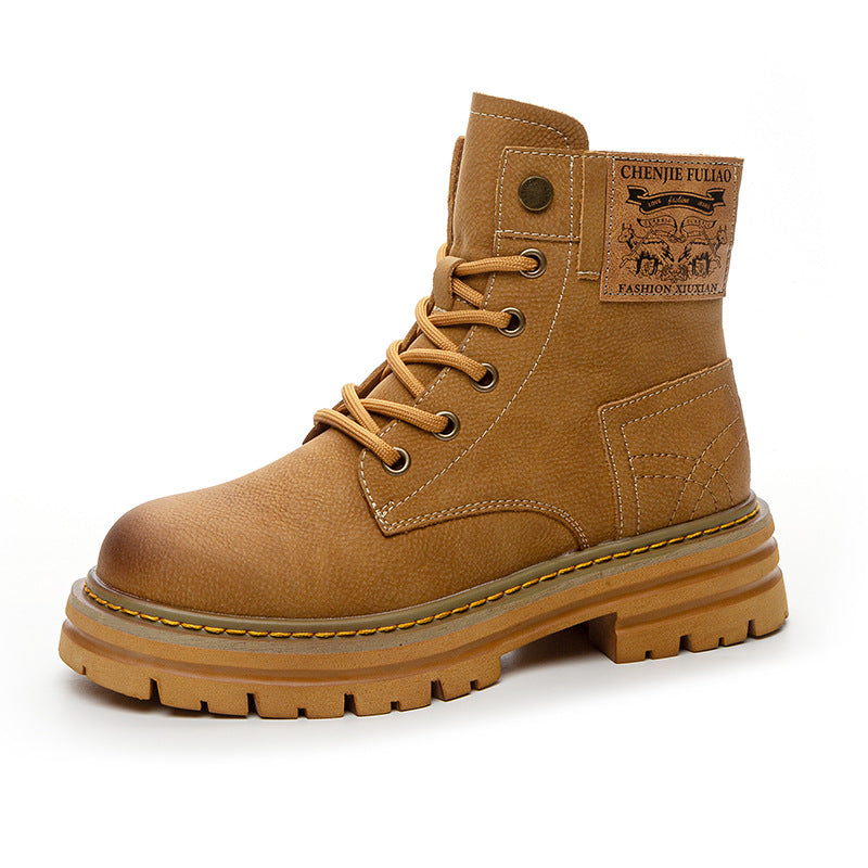 Women's Autumn Invisible Elevated Breathable Retro British Style Thick-soled Boots