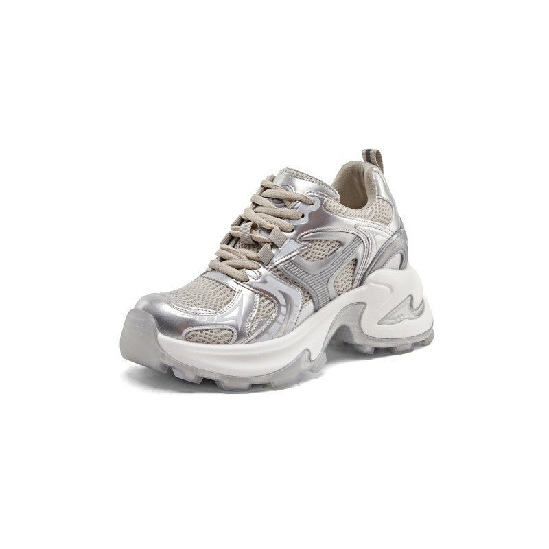 Women's Height Increasing Insole Small Breathable Clunky Spring Thick Bottom Women's Sports Shoes