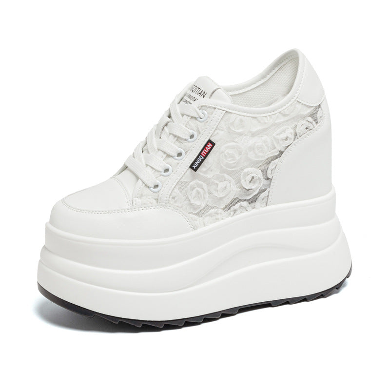 Women's Platform White Spring Height Increasing Insole Korean Style Women's Casual Shoes