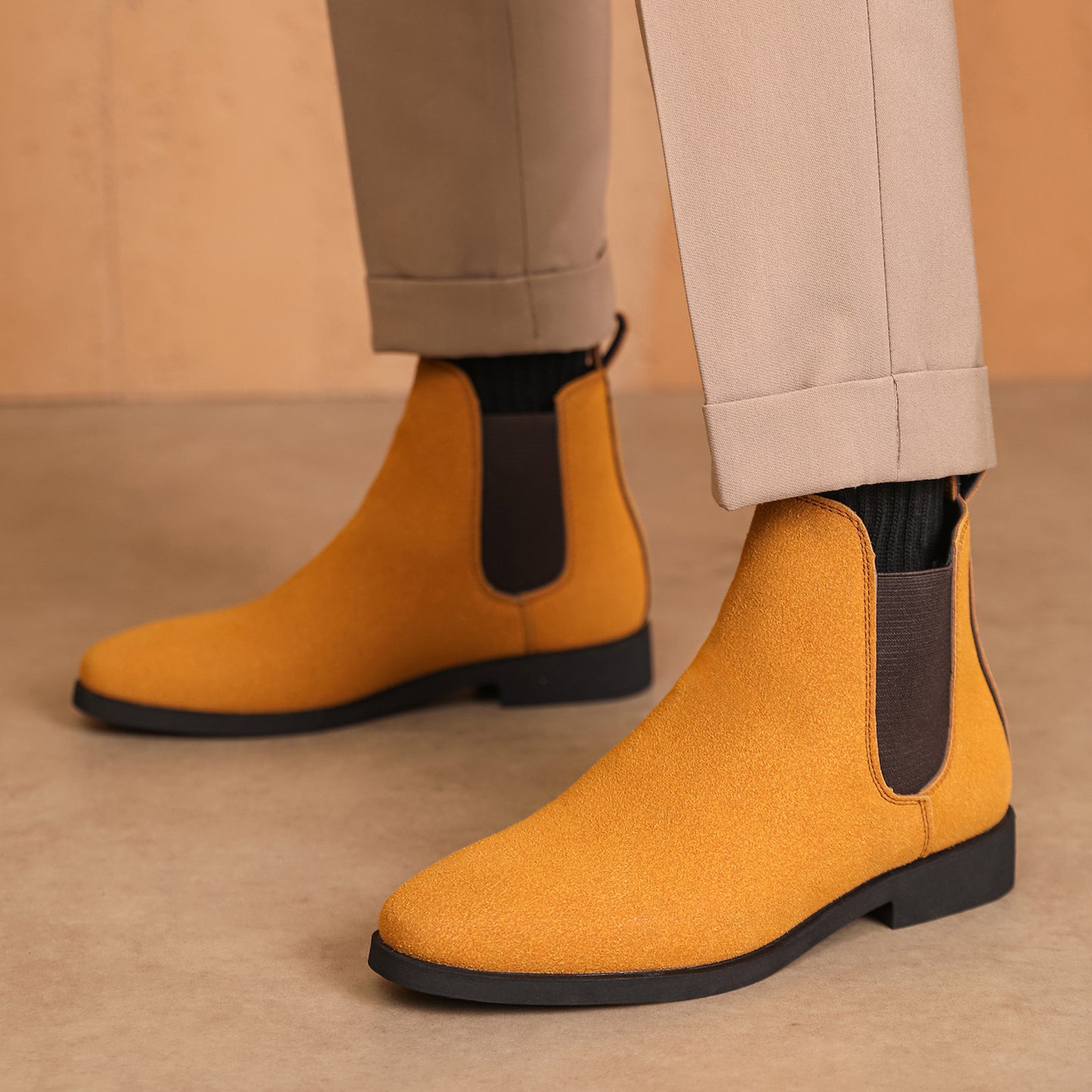 Men's Faux Deerskin Chelsea Stretch Suede Martin Men's Leather Boots