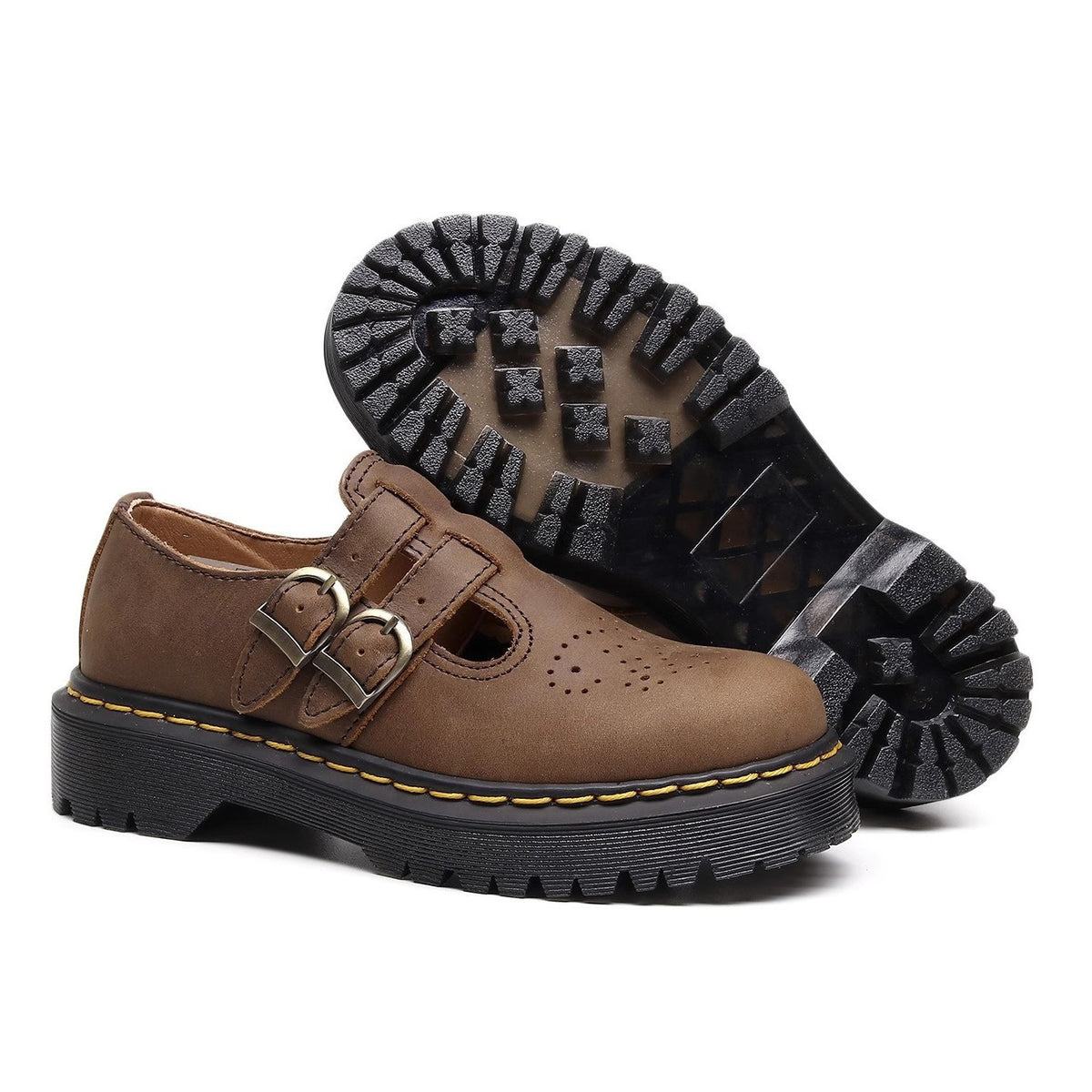 Women's Mary Jane Crazy Horse Brown Bottom Women's Fashion Shoes
