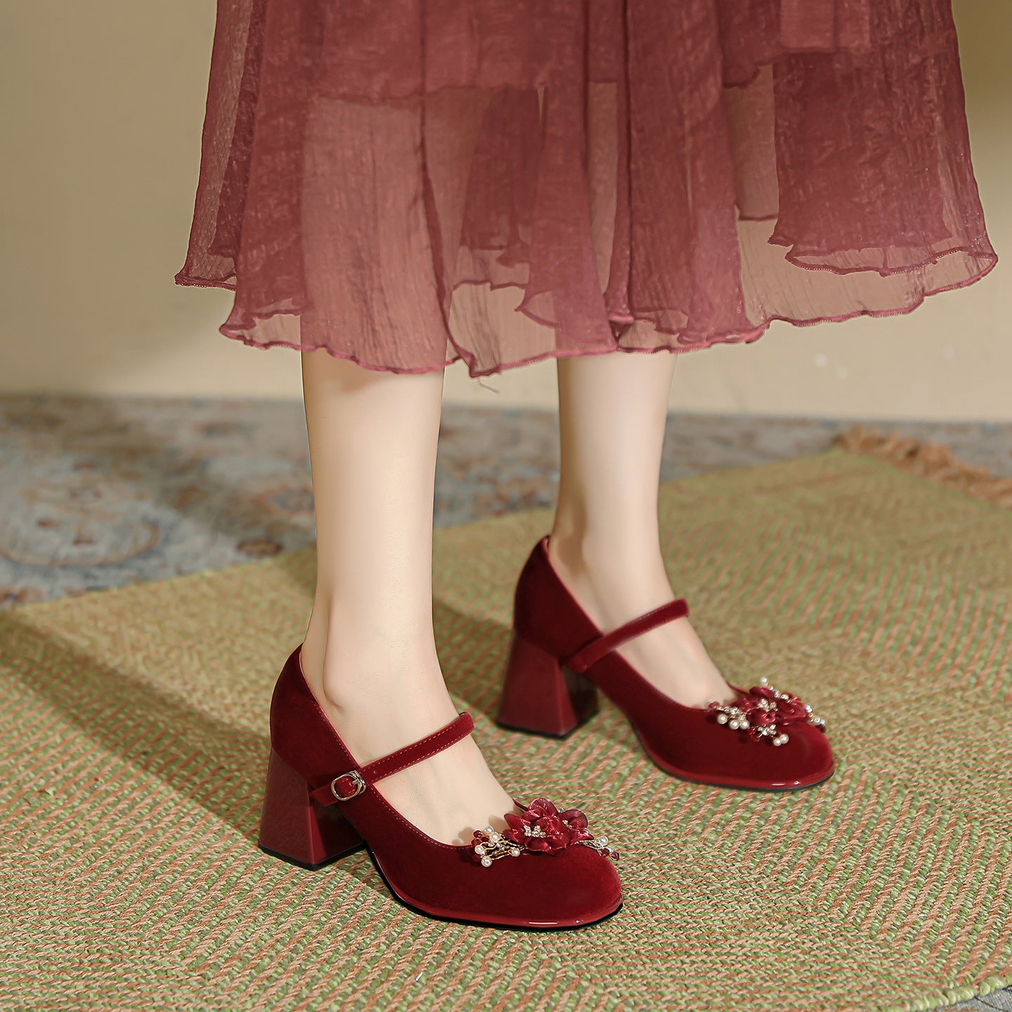 Women's Jane High Red Wedding Small Bride Bridesmaid Thick Large Size Women's Fashion Shoes