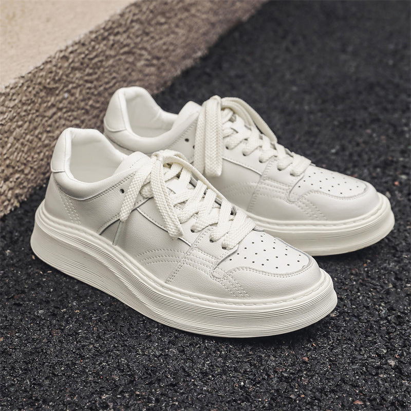 Trendy Fashion Thick Bottom Solid Color Summer Style Men's Casual Leather Shoes