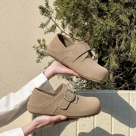 Women's Two-way Series Frosted Cowhide Spring Soft Bottom Women's Casual Shoes