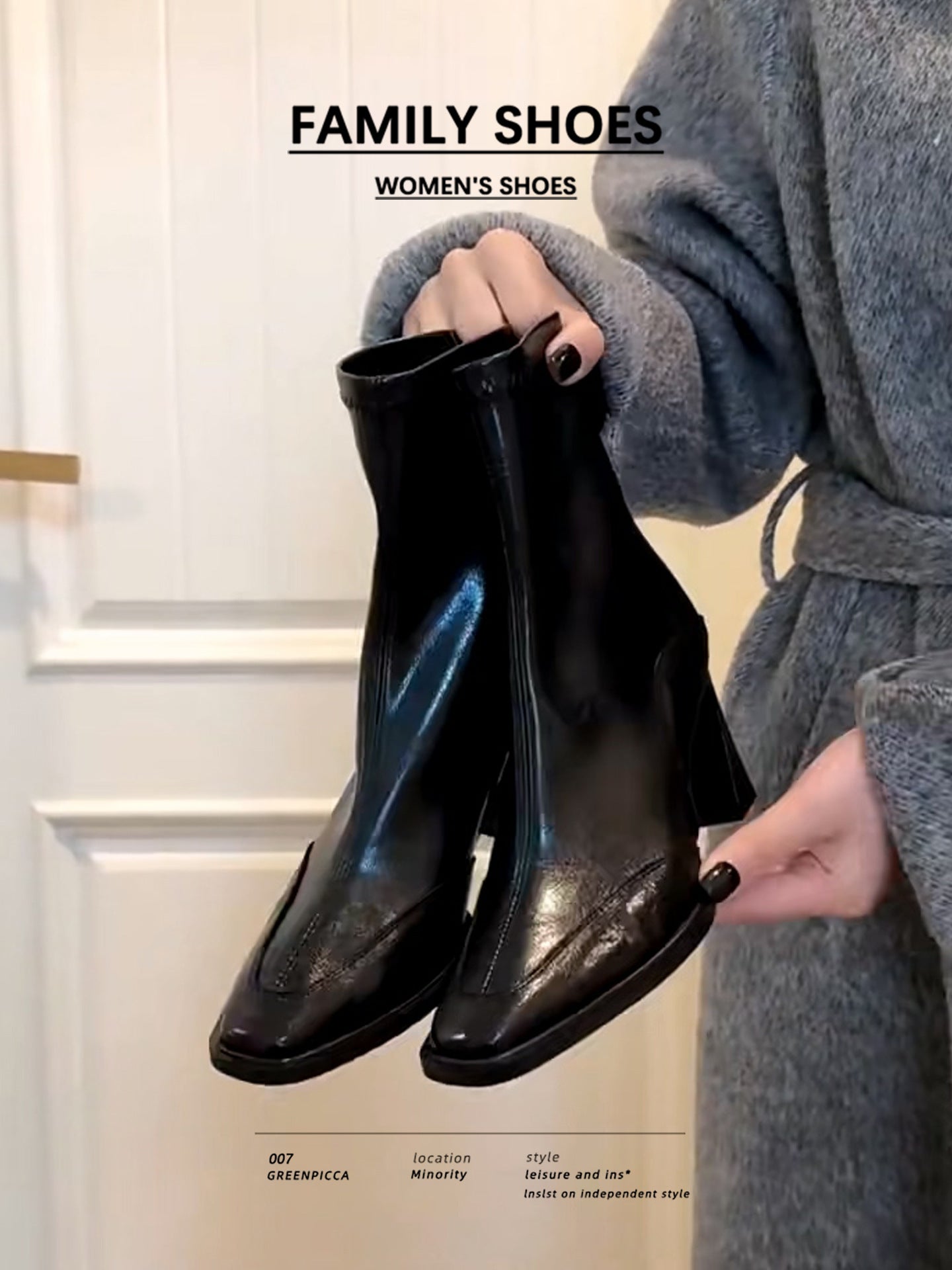 Ankle Female Square Toe Martin Black Plus Veet Chunky Heels