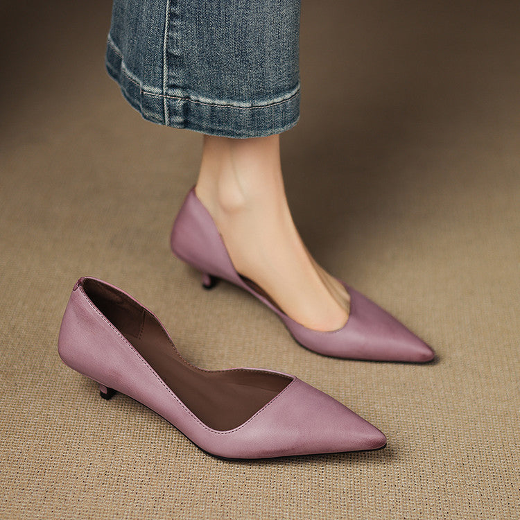 Pointed Toe Mid Four Working Commuter Super Hot Purple Heels