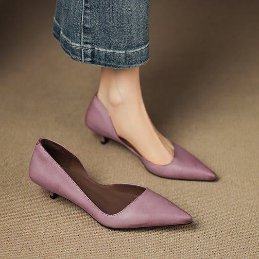 Pointed Toe Mid Four Working Commuter Super Hot Purple Heels