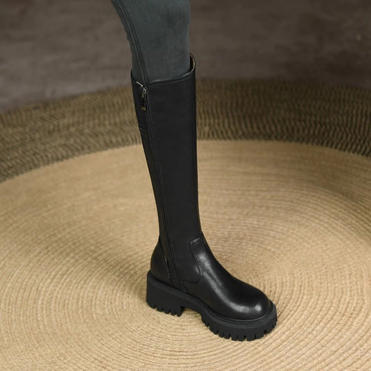 Female Fat Widened Plus Size High Below The Knee Boots