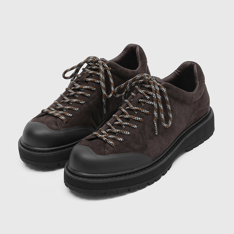 Men's Lace Loop Derby Outdoor Leisure Platform Height Increasing British Fashionable Men's Casual Leather Shoes