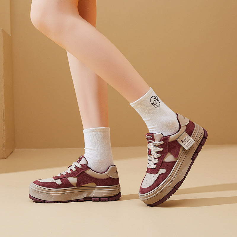 Women's Autumn Fashionable Korean Style Platform Single Sneakers
