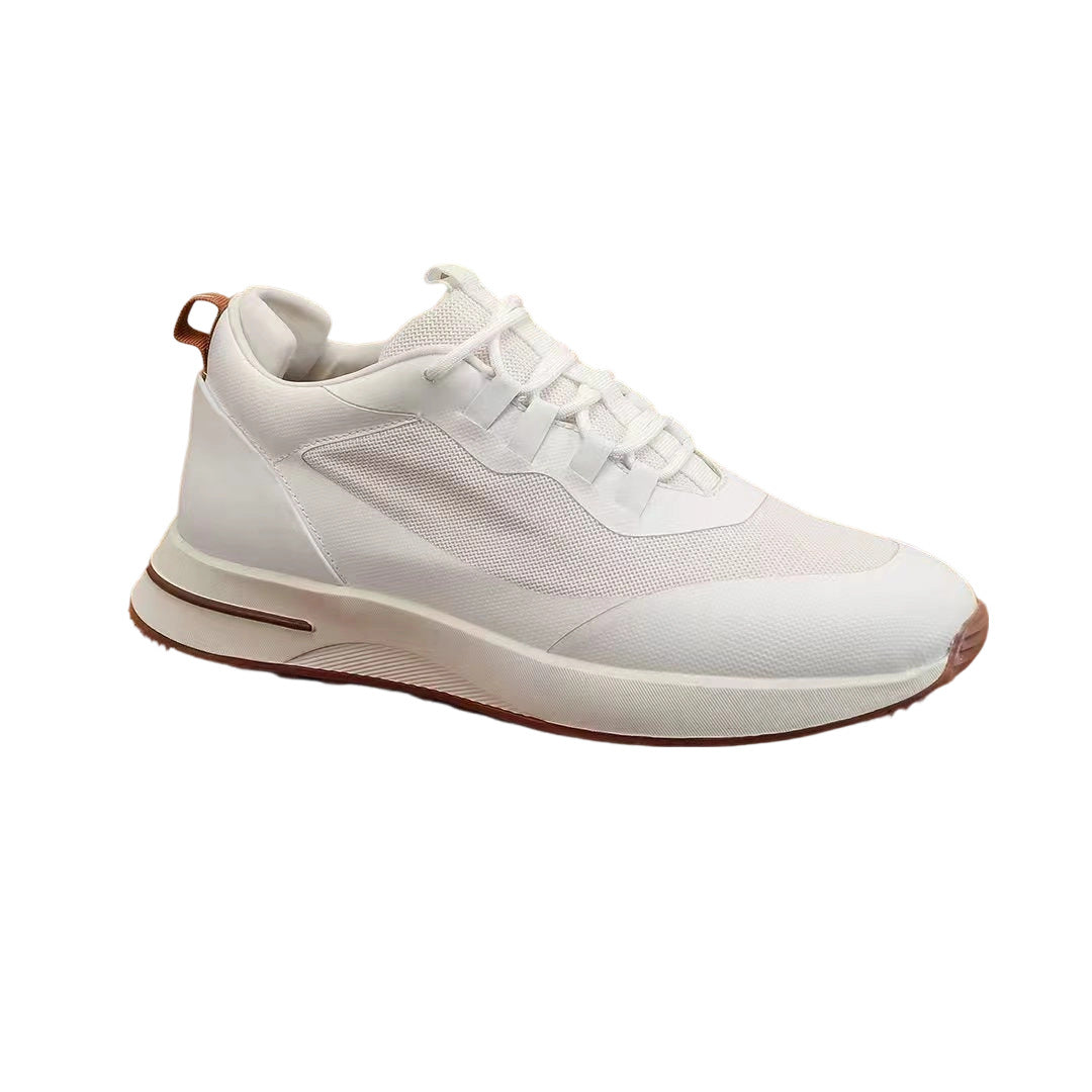 Men's Woven Breathable Cowhide Stitching Pumps Comfortable Men's Sports Shoes