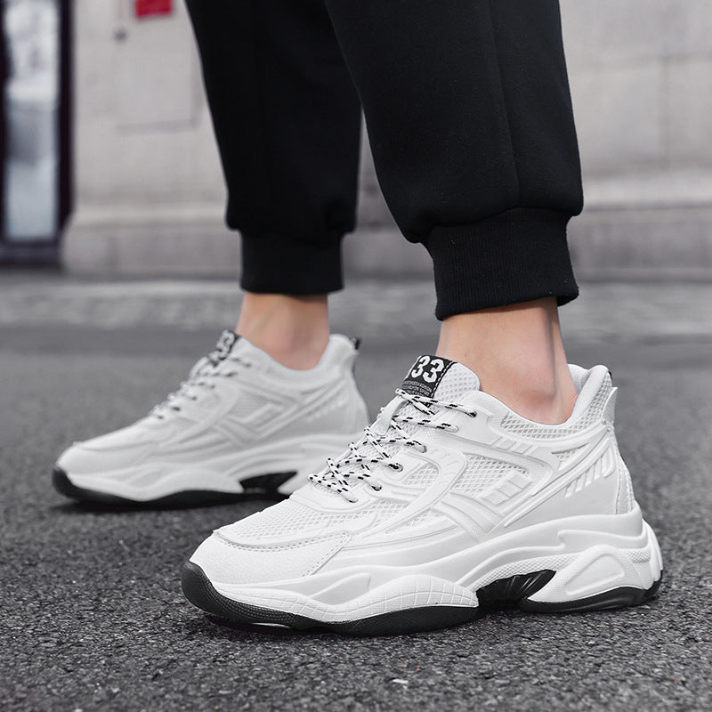 Men's Hight Increasing Breathable Woven Fashionable Mesh Running Invisible Men's Sports Shoes