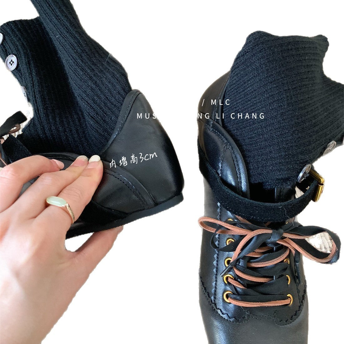 Versatile Elegant Fashion Button Socks Stretch Women's Leather Boots