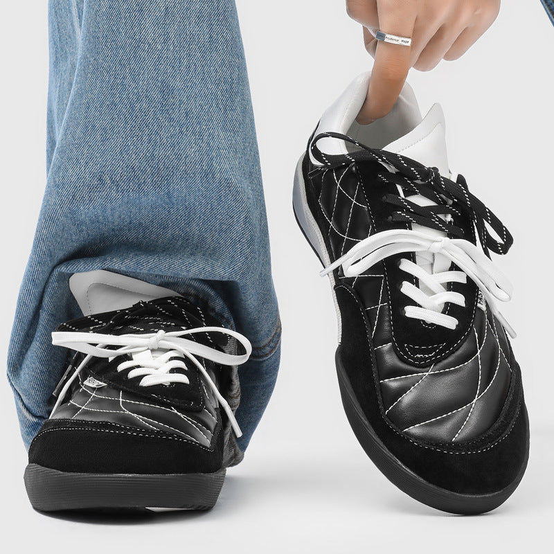 Men's Style Rhombus Lace Up Flat German Training Sneakers