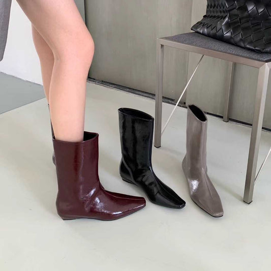 Large Tube Minimalist Style Long Female Retro Knight Women's Leather Boots