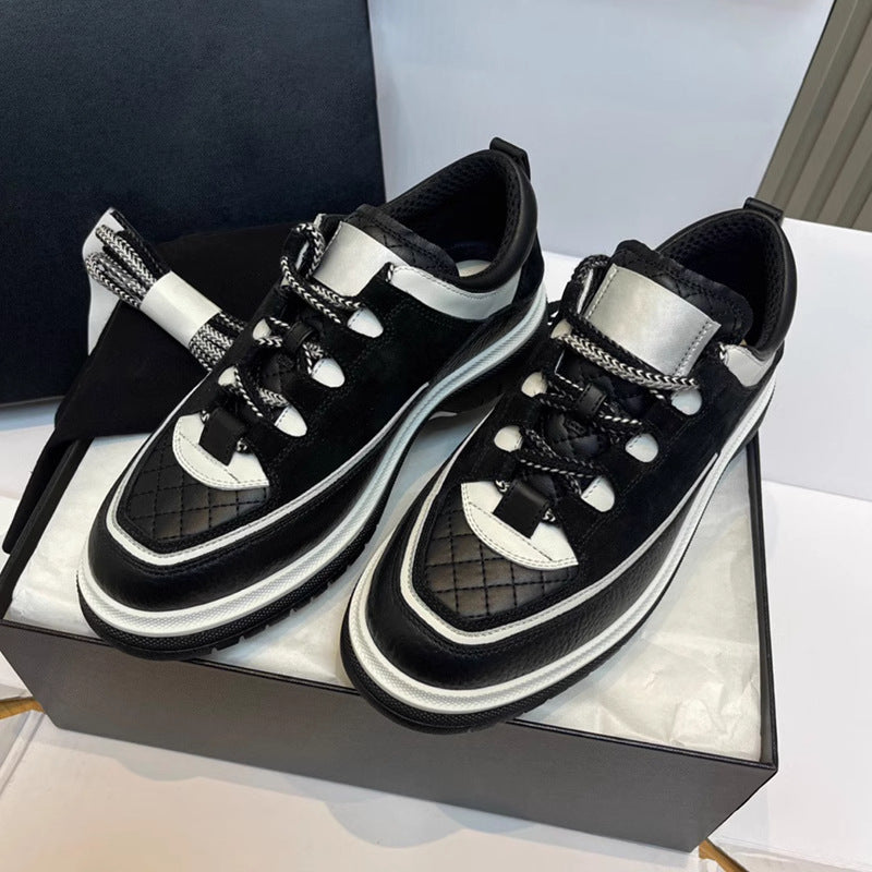 Women's Classic Style Rhombus Panda Color Thick Women's Sports Shoes