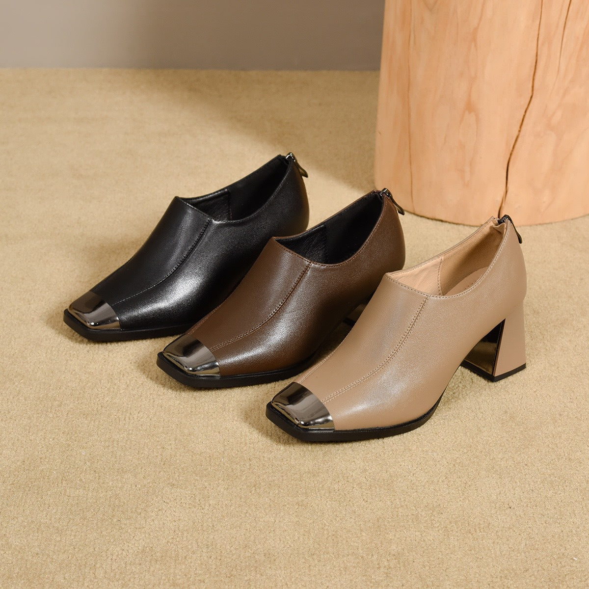 Women's Temperament Square Toe High Soft Chunky Deep Women's Fashion Shoes