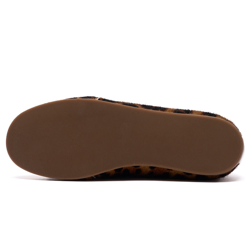 Women's Spring Genuine Lace Up Flat Leopard Print Women's Sports Shoes