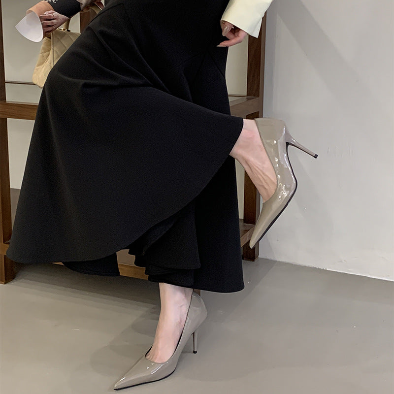 Women's Nude High Stiletto Classy Summer French Pointed Toe Patent Heels