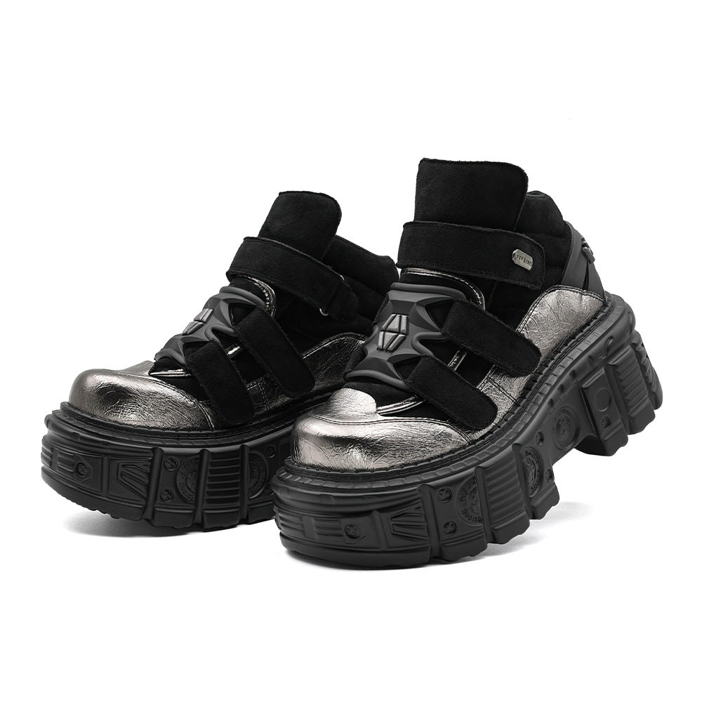 Women's & Men's Platform Punk Muffin Tank Bottom Height Women's Leather Boots