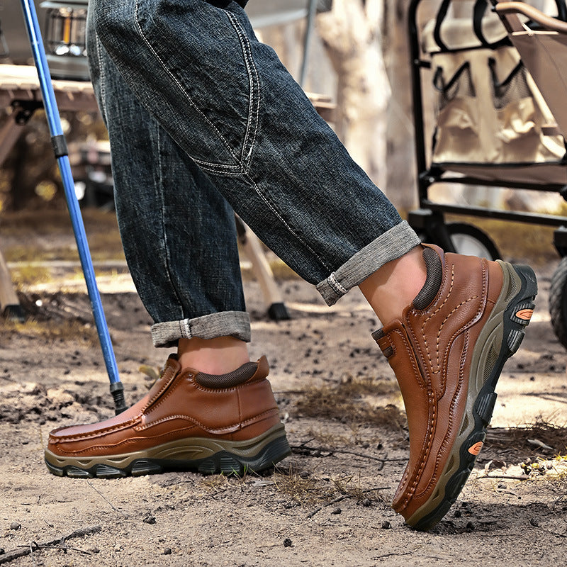 Men's Plus Size Thick Bottom Winter Men's Leather Boots