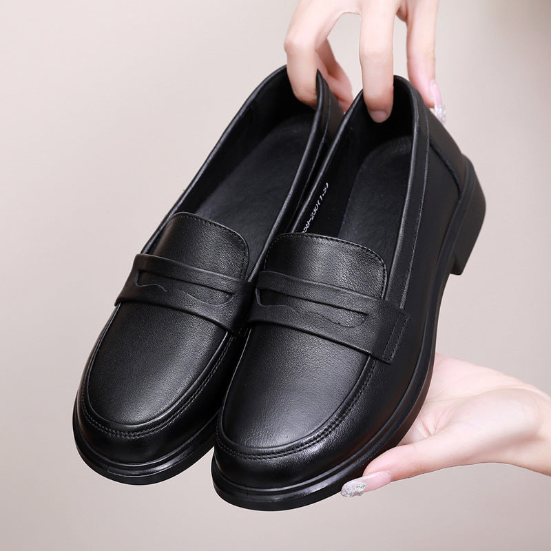 Women's Spring Simple Top Layer Cowhide Korean Loafers